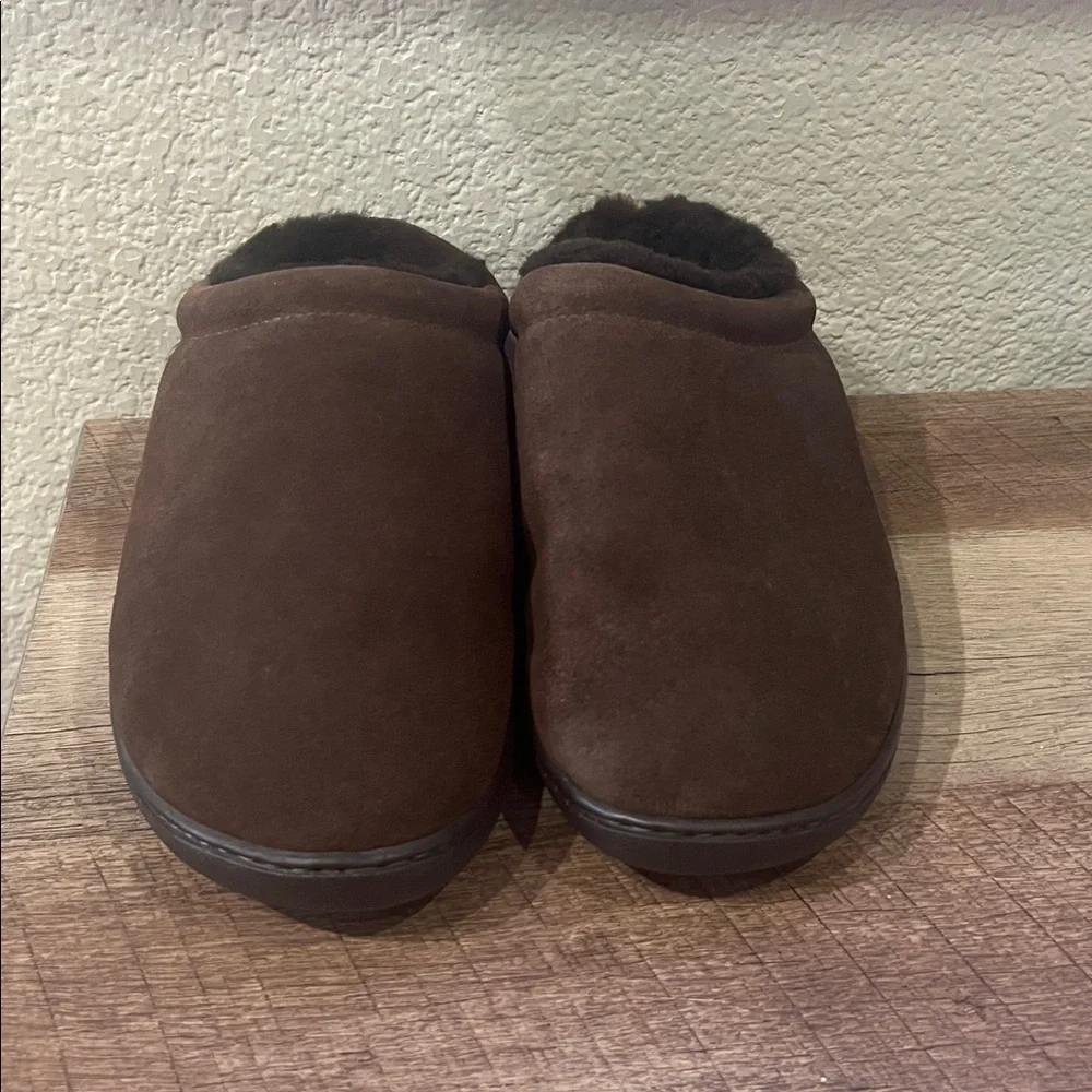 Lands' End Suede Shearling‎ Fur Clog Slippers, NWOT